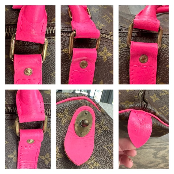 💯 LOUIS VUITTON Monogram Pink Trim Keepall 55 Brown Luggage Bag - Picture 8 of 13